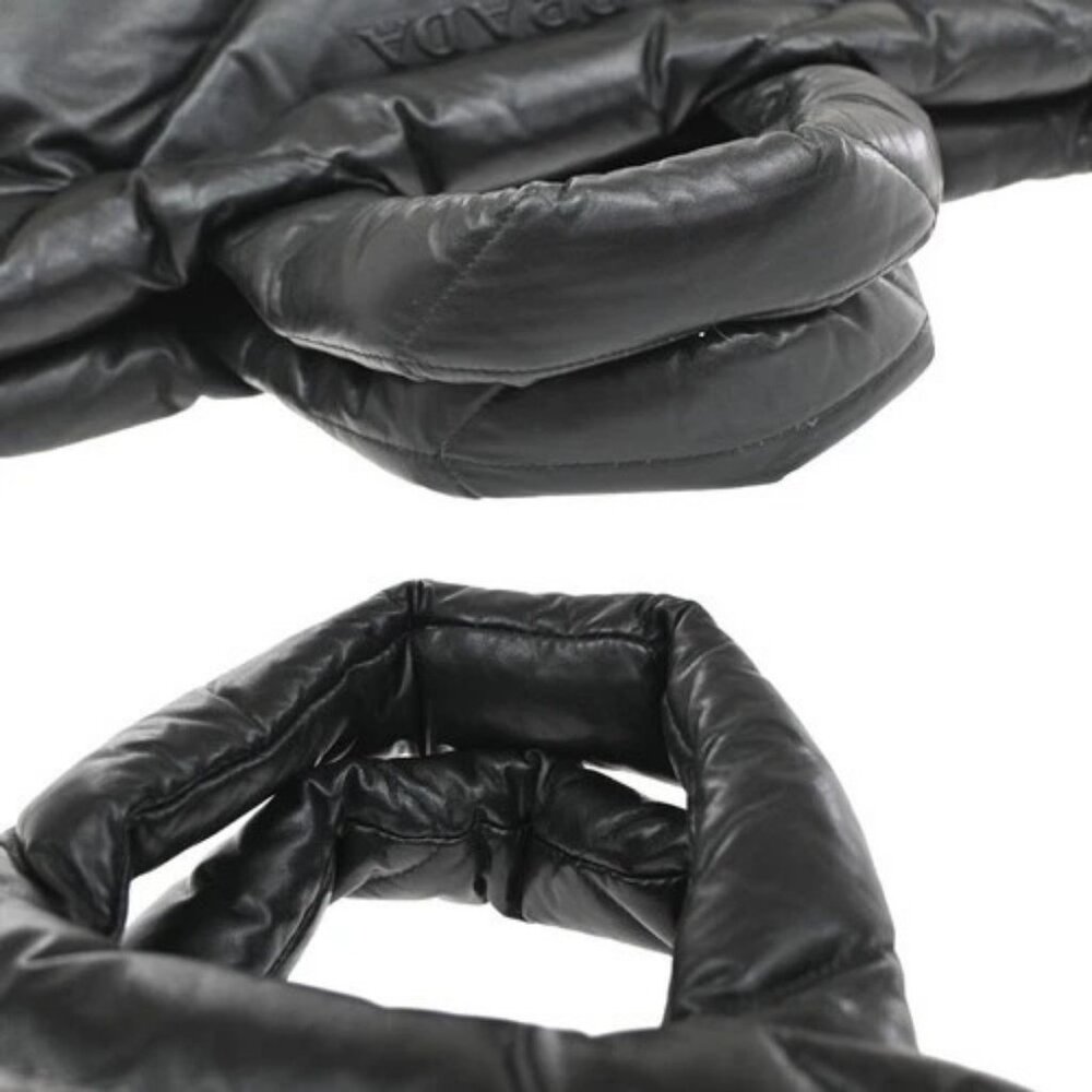 PRADA Logo Padded Hand Tote Bag Nappa Leather Black Italy 307RF799 - Picture 8 of 16